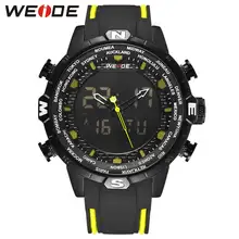 WEIDE Genuine Silicone LCD digital men's watch sport luxury brand clock saat fitness bracelet Water Resistant Black Quartz watch