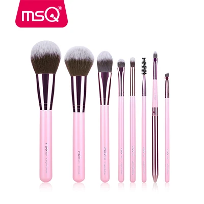 MSQ 8 шт. набор кистей для макияжа Профессиональный косметический инструмент для красоты макияж розовая кисть PU кожаный, цилиндрической формы основа пудра ресницы - Handle Color: ST08P
