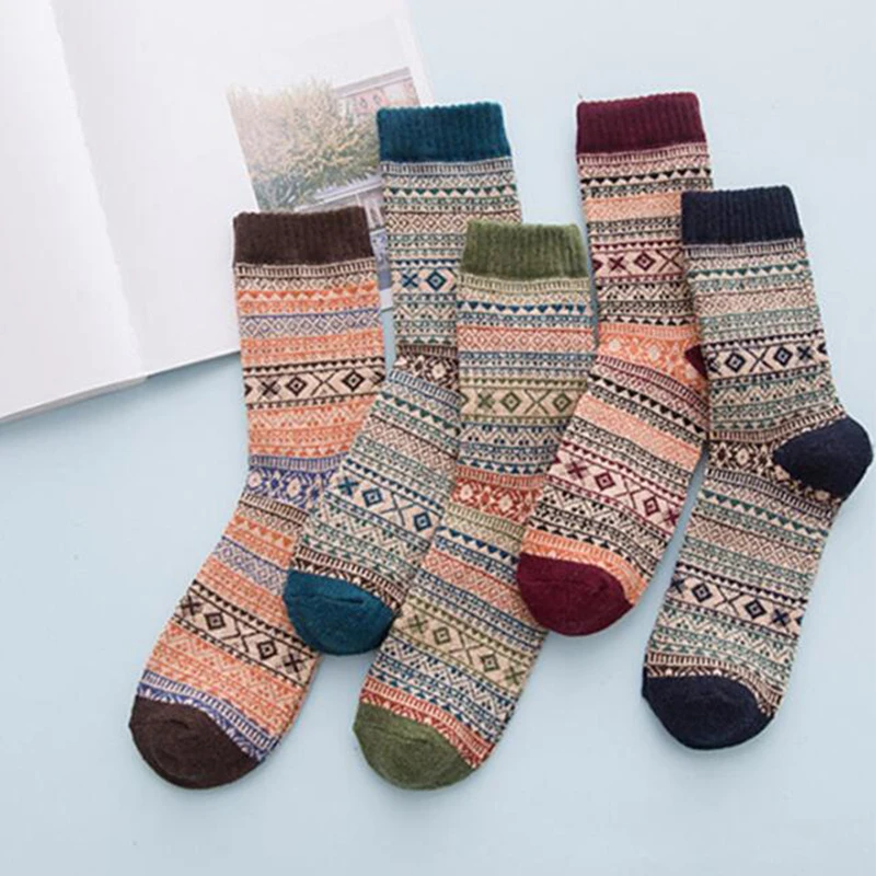 

Casual Winter Thick Warm Stripe Wool Socks Casual Calcetines Hombre Men Cotton Sock Business Male Socks