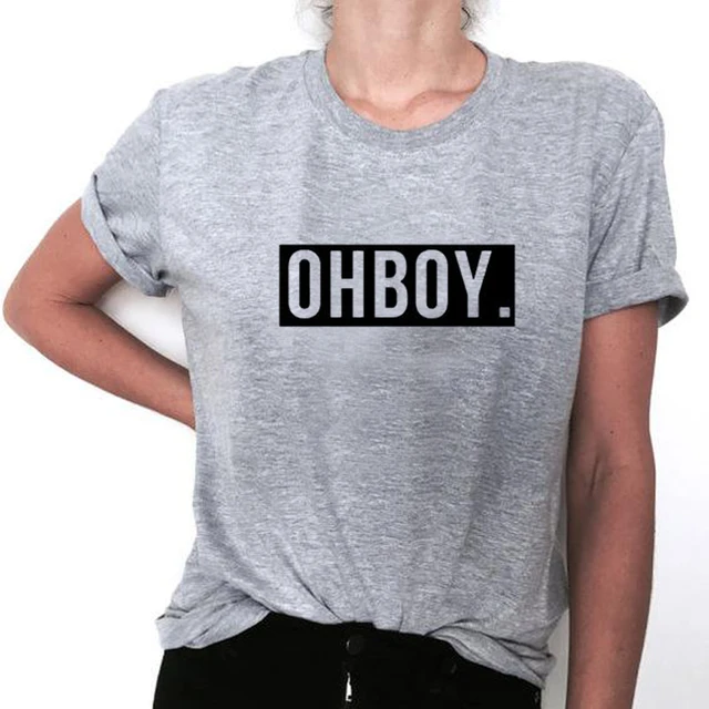 OHBOY OH BOY red Letters Print Women Tshirt Cotton Casual Funny Hipster
