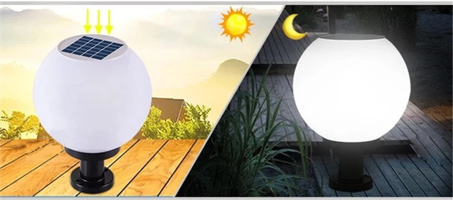 Redonda de Aço Livre à Prova Luz ao ar Luz para Jardim Criativo Bola Inoxidável Solar Dwaterproof Água 18 Led Coluna Cabeça Villa Pilar Jardim Pós 9 High Quality yard lamp