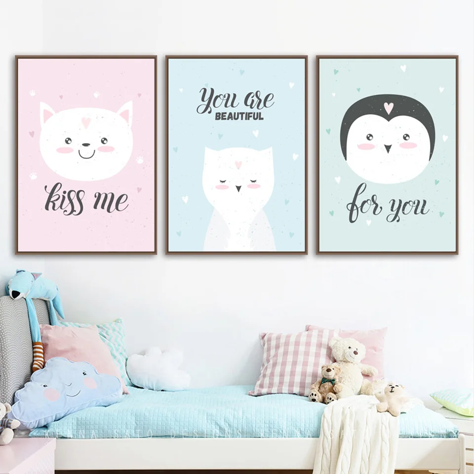 Bear-Panda-Rabbit-Cat-Penguin-Wall-Art-Canvas-Painting-Cartoon-Animal-Posters-And-Prints-Wall-Pictures (1)