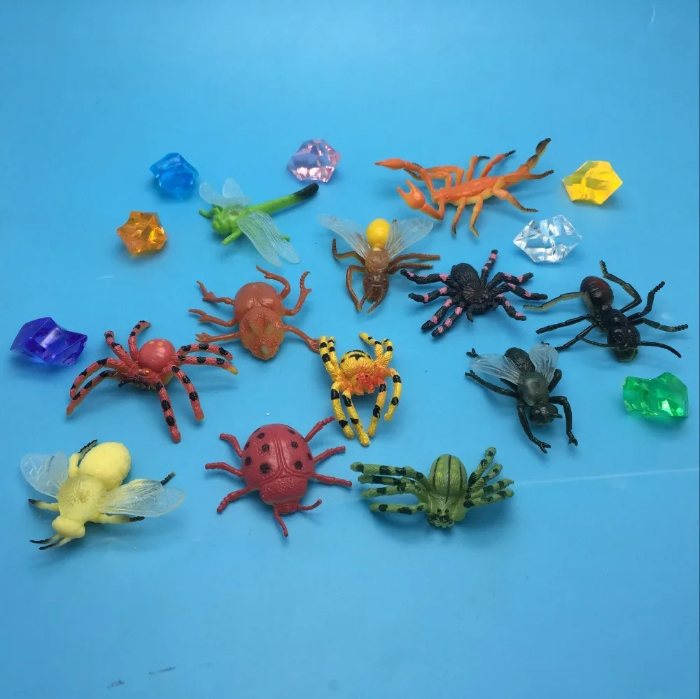 24pcs/lot different small insects toys 3 5cm, home decoration art craft