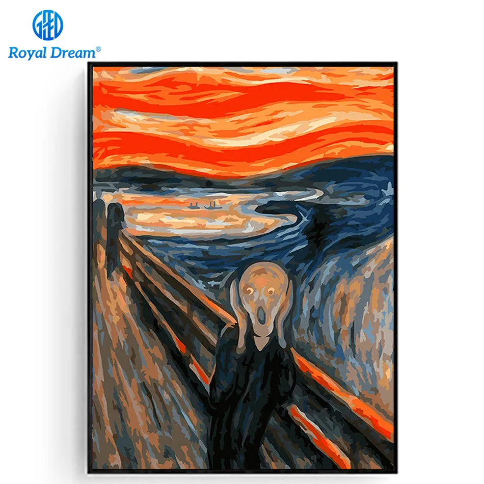 

The Scream Oil Painting By Numbers Kits Worldwide Famous Oil Painting by Edvard Munch Art Kits for Adults 16x20 inch