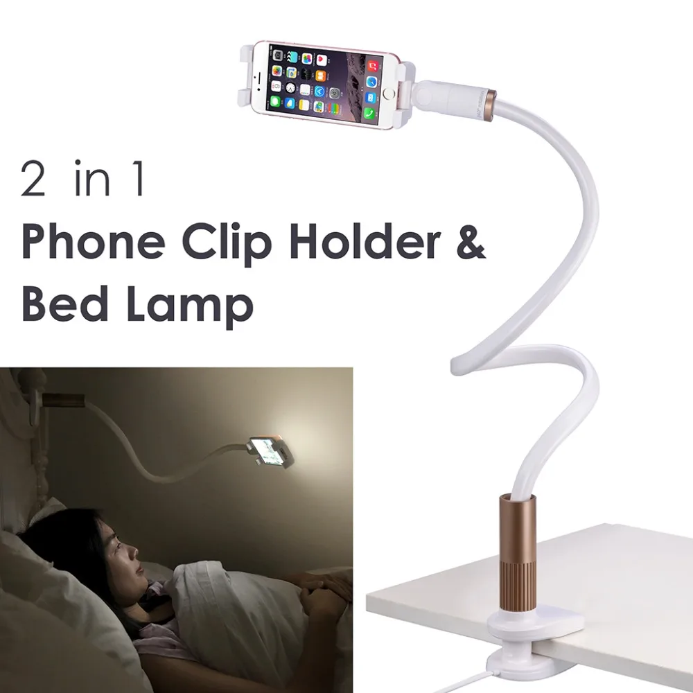 Avantree Cell Phone Holder Clip On Lamp for Bed, Gooseneck