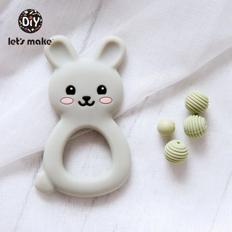 Let's make Silicone Teethers Food Grade DIY 5 pcs Baby Shower Gift Birth Cartoon Rabbit Teether For Teeth Baby Product Teething