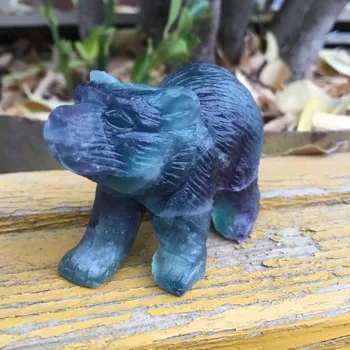

Natural Rock crystal figurine hand carved fluorite stone Bear statue