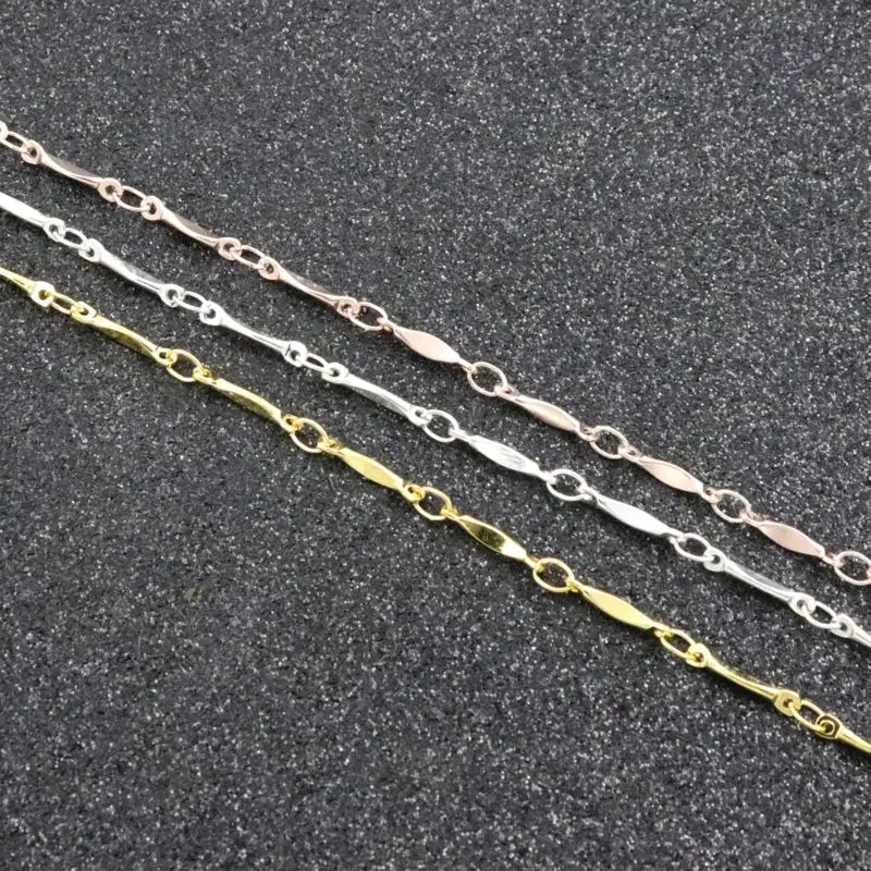 

2 Meter Rose Red Gold Silver Color Stick Ring Copper Chain For Jewelry Making Diy Necklace Bracelet Accessories Wholesale Supply