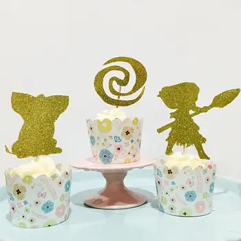 

glitter Moana Maui wedding gender reveal birthday cupcake toppers party decoration doughnut toothpicks
