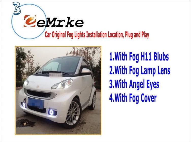 EEMRKE для Smart Fortwo W451 Led DRL Ангельские глазки Противотуманные фары Габаритные огни Tagfahrlicht галогенные лампы H11 55 Вт Туман фара