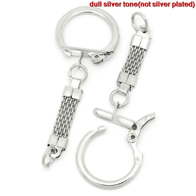 

DoreenBeads Alloy Key Chains Key Rings Round Silver Tone 6.2cm(2 4/8") x 23.0mm( 7/8"), 5 PCs 2015 new