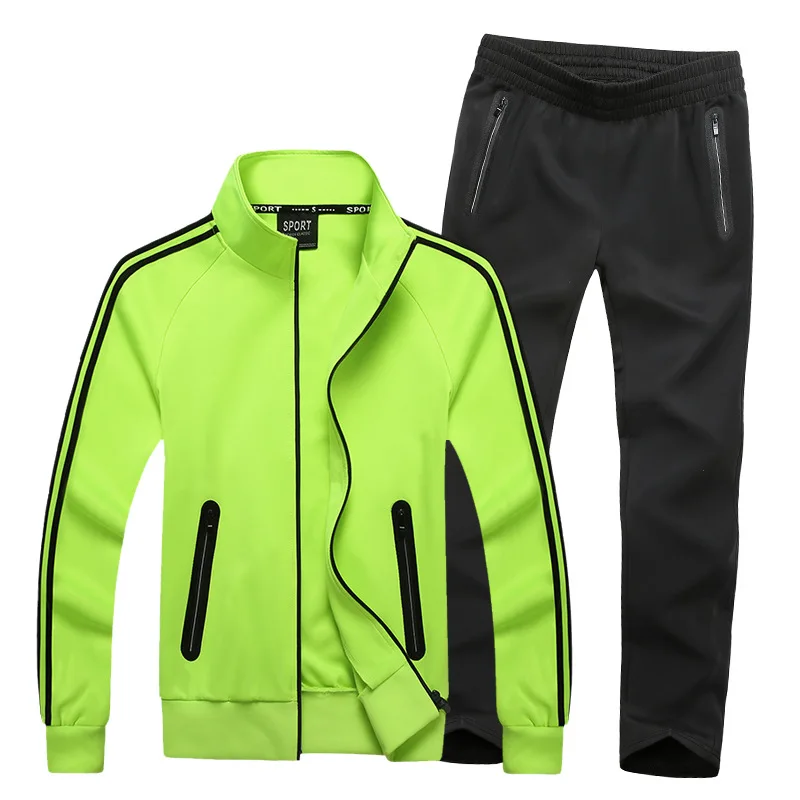 Мужская спортивная одежда мужской спортивный костюм брюки из двух частей спортивный костюм хип-хоп повседневные комплекты спортивный костюм толстовки - Цвет: Зеленый