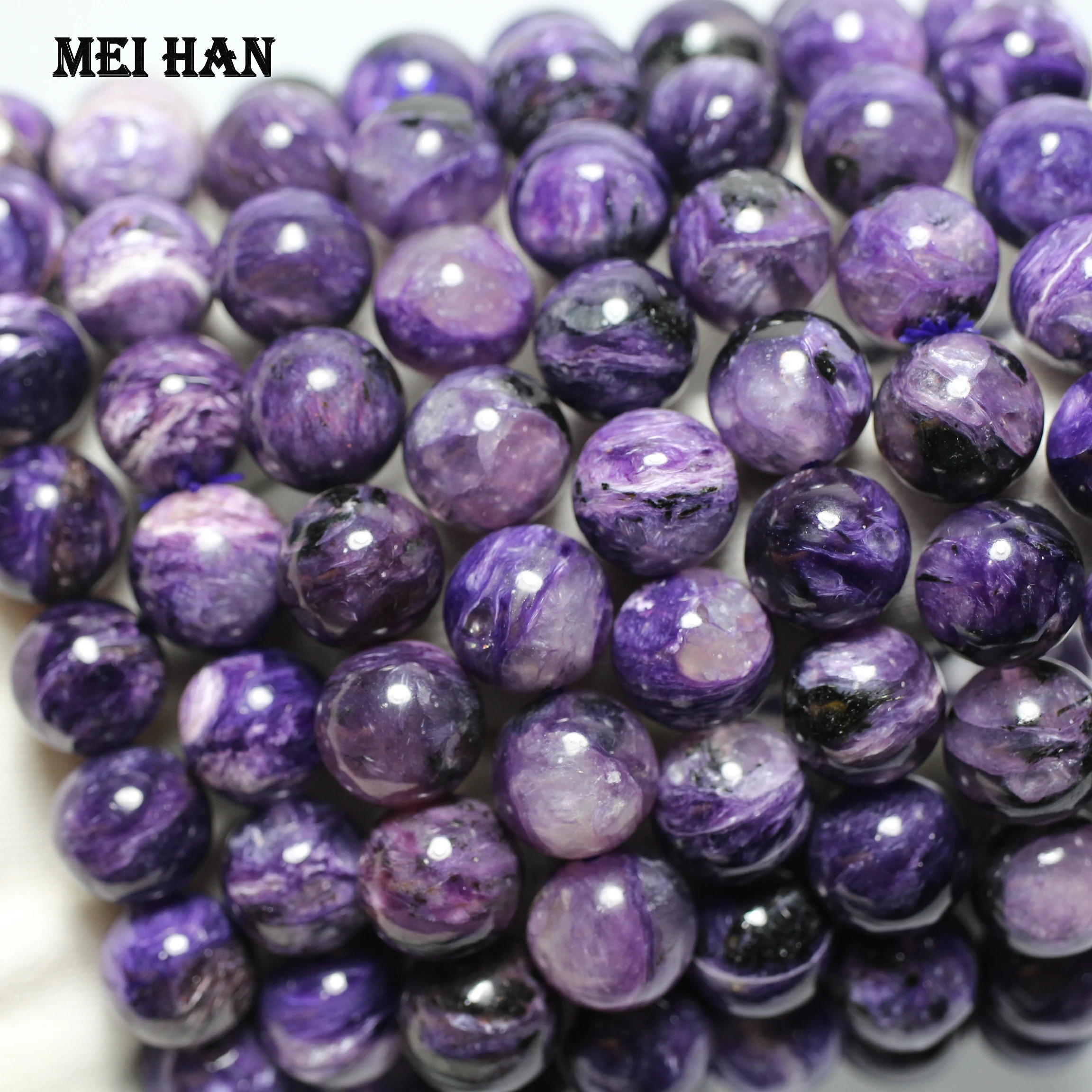 

Wholesale (17beads/set/38g) 12mm+-0.2 natural russian charoite smooth round loose beads charm gem stone for jewelry DIY