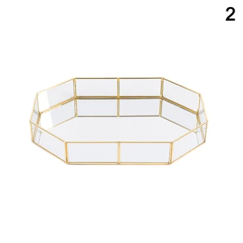 

Simple Glass Copper Geometry Storage Basket Home Organizer for Jewelry Cosmetics XHC88