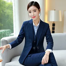 Women's business suit suit autumn lattice slim long sleeve small suit jacket temperament casual nine pants and skirt