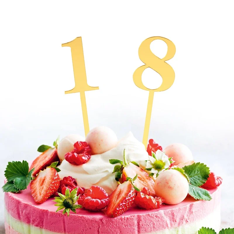 

1Pcs New Gold Color Number 0 1 2 3 4 5 6 7 8 9 Birthday Cake Topper Acrylic Children Birthday Annivesary Party Decoration