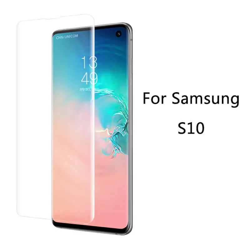 Для samsung Galaxy S10 S9 S8 Plus, Защитное стекло для экрана, ультрафиолет, полностью покрытое клеем, гелевое нано закаленное стекло для samsung S10 S10E - Цвет: For Samsung S10