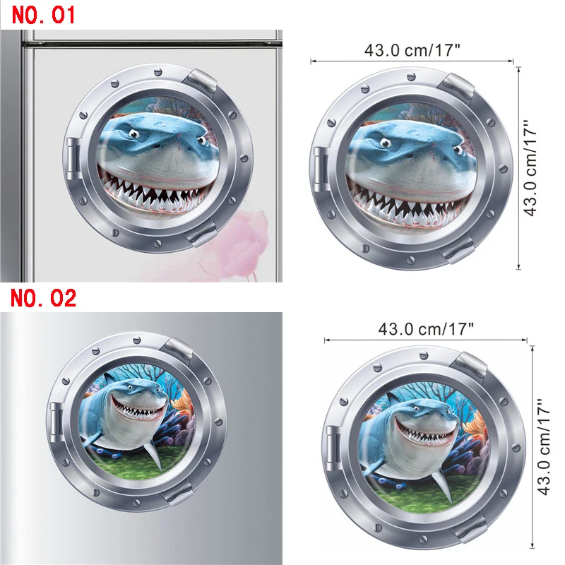 Улыбающаяся большая акула Немо Дори иллюминатры подводной лодки наклейки на окна для стиральной машины украшения детской комнаты Diy художественные настенные наклейки