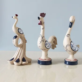 

Pastoral Home Decoration Resin Furniture Phoenix Duck Chicken Model Figurines Miniatures Handwork Christmas Gift Craft