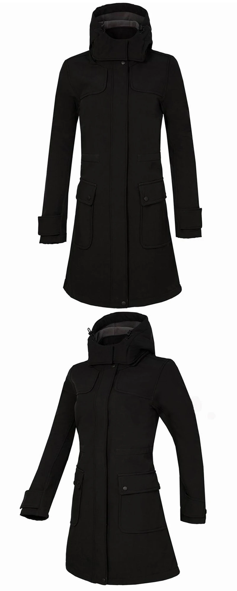 Женская длинная уличная флисовая походная куртка, Женская ветровка с капюшоном, Флисовая теплая куртка для кемпинга, походная куртка, пальто, лыжная одежда