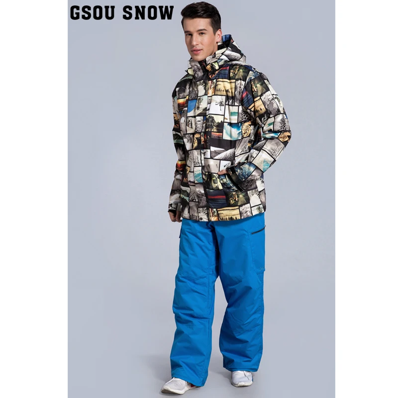 Gsou nieve traje de esquí de invierno para hombres chaqueta de esquí hombres snowboard esqui traje ski JAS Mannen montaña esquí ropa