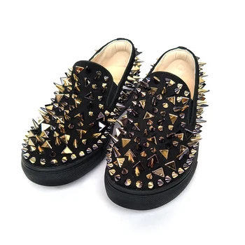 

Nice Summer Woman Shoes Fashion Rivets Casual Shoes Women Flats Round Toe Loafers Slip On For Women Red Black Zapatillas Mujer