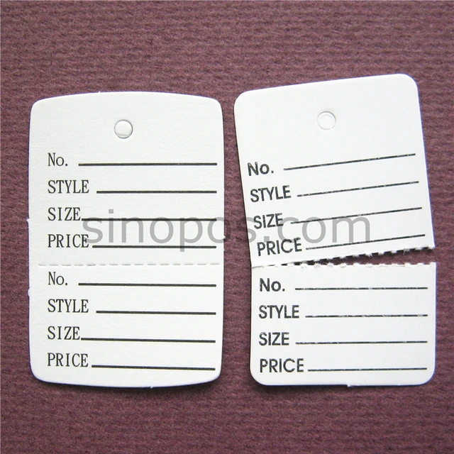 32x48mm perforated tags packaging paper label ticket card white