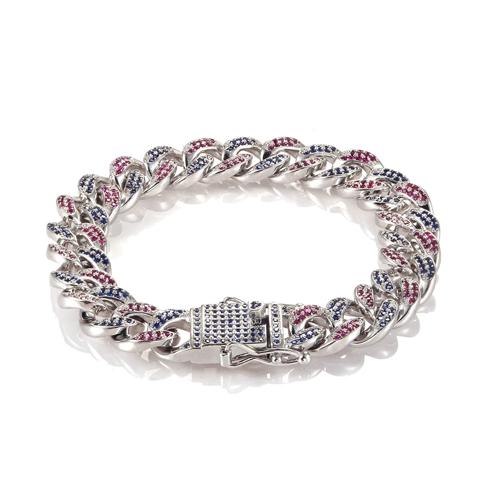 

USENSET Hip Hop Gold Bracelets Simulated Bracelets Jewelry Fashion Iced Out Miami Cuban Link Chain Bracelet