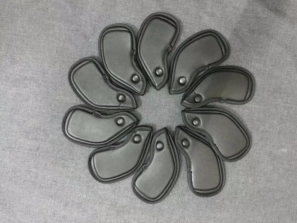 2018 Newest Universal Golf Iron Club Head Cover Set Gold Upscale PU Golf Cover Protector with Number Bank/4-9/AW PW SW 10pcs/set