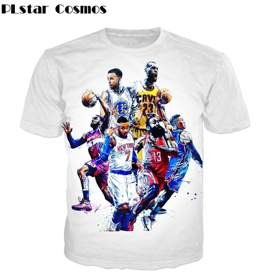 

PLstar Cosmos 2017 summer fashion Men's Brand clothing T-shirts All-Star Stephen Curry/James/Harden/Westbrook 3D Print Tee Shirt