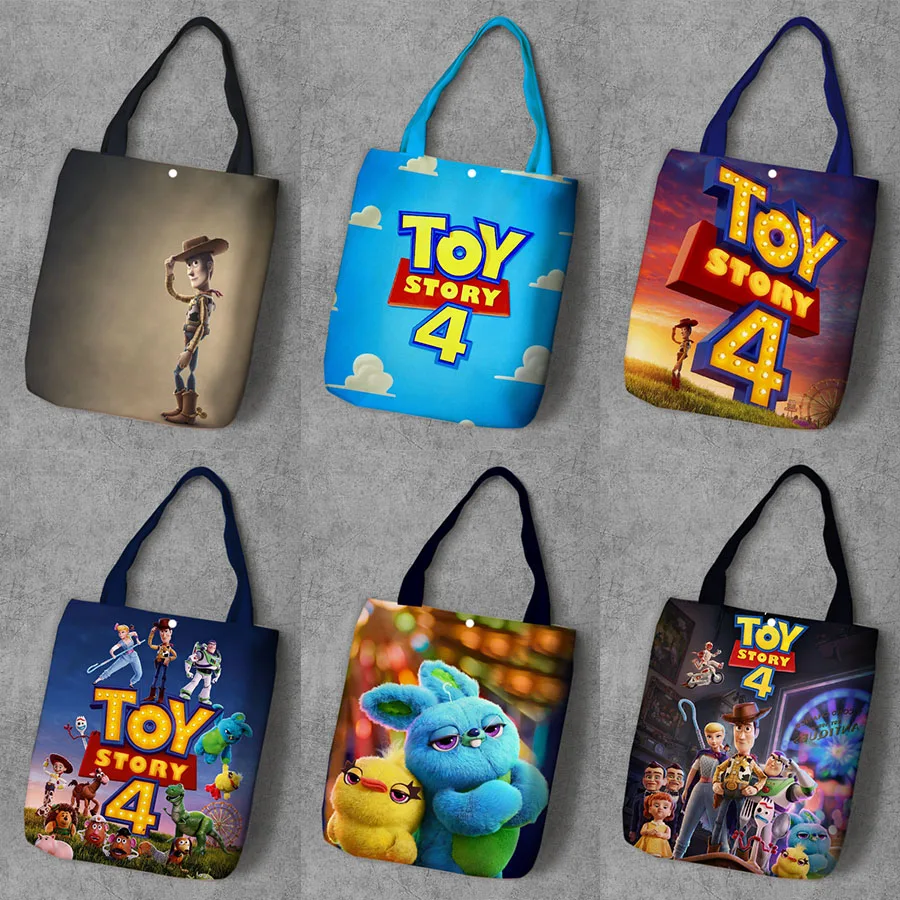 

33*36cm Toy Story 4 Forky Bunny Ducky Reusable Canvas Shopping Shoulder Bag Handbags Action Figure Toys Kids Study Gift Bag