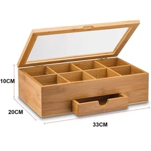 Деревянный простой органайзер для чая, Бамбуковая коробка для чая с маленьким ящиком, Натуральный Бамбуковый чай, Подарок, Идея Je06 19, Прямая поставка