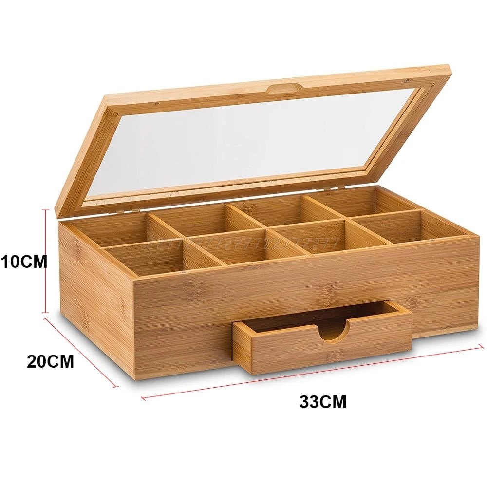 

Wood Simply Tea Organizer Bamboo Tea Box with Small Drawer 100% Natural Bamboo Tea Gift Idea Je06 19 Dropship