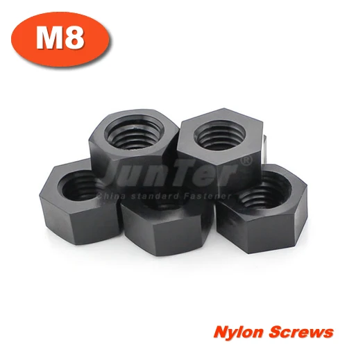

100pcs/lot DIN934 M8 Black Nylon Metric Machine Hex Nuts