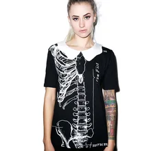 Short Sleeve T Shirt Woman Gothic Beauty and Skull Cool Picture T Shirts Women’s O Neck Tee Free shipping Y0807-49D
