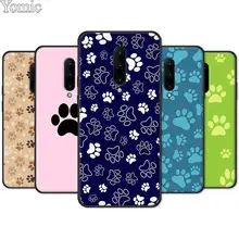 Silicone Cover Shell for Oneplus 7 7 Pro 6 6T 5T Black Case for Oneplus 7 7Pro Soft Phone Case dog footprint Paw