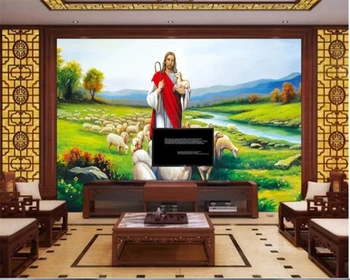 

beibehang brick wallpaper 3d wallpaper for kids room Custom Christian Jesus Oil Painting Background Wall wall papers home decor
