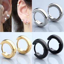 JOVIVI 2x Нержавеющая сталь обруч серьги huggie простой Стиль круг обруч серьги, нержавеющая сталь, популярные модные серьги и украшения для пирсинга, черный/серебристый