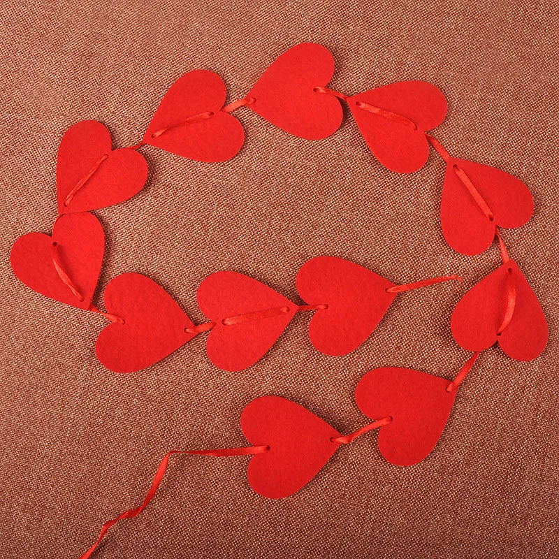 

5Sets 5*5cm Heart Love Non-wovens fabric Flag Party Garland DIY Curtain Wedding Marriage Room Layout Decoration Supplies