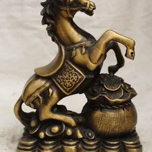 " Китай Китайский Медь Народная Зодиак Год успех Лошадь деньги монета богатство Статуя