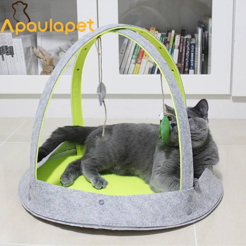APAULAPET Cat Play House Felt Pet Playground Bed With Cat House Toy For