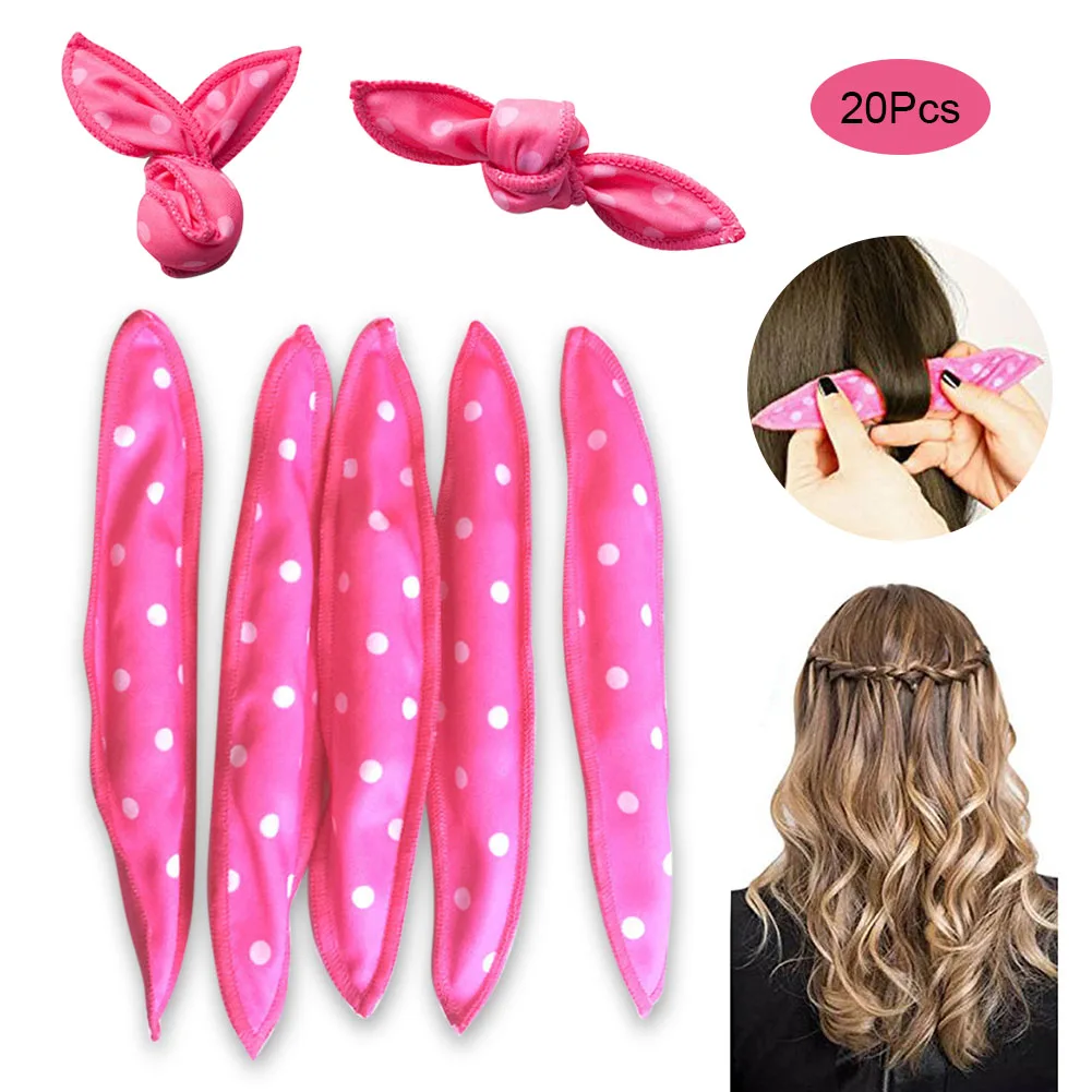 20 Pcs Cloth Hair Curlers Dots No Heat Sleeping Sponge Curls