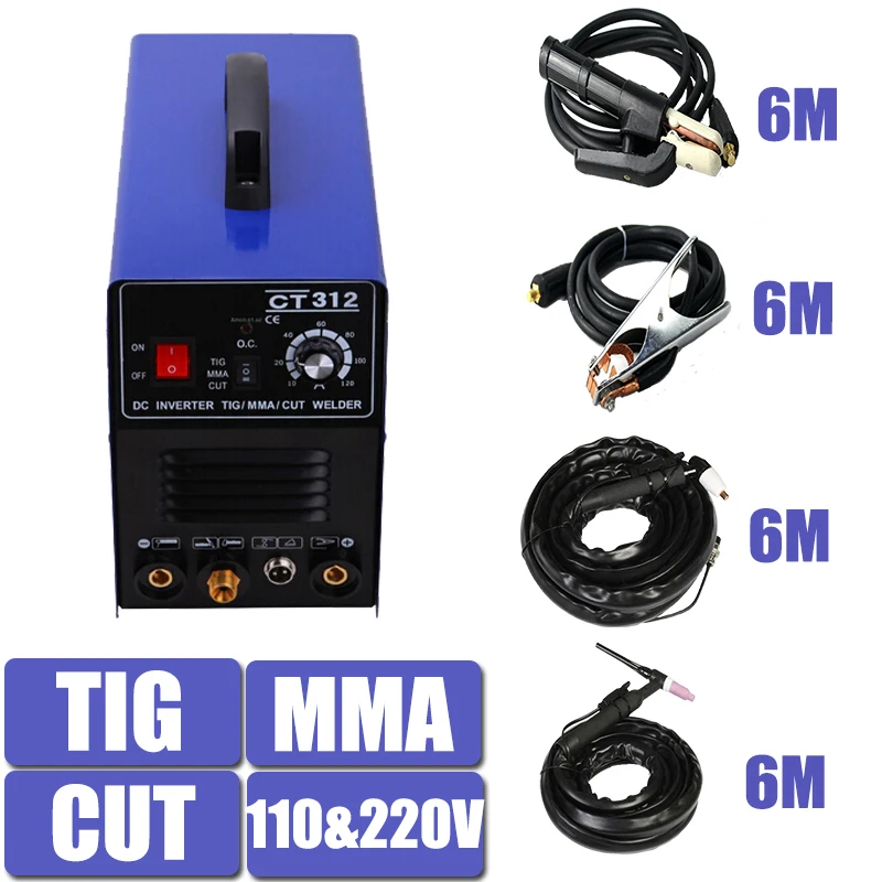 

110/220V Dual Voltage 3 In 1 Multifunction Welding Machine TIG ARC Welder Plasma Cutting CT312 With Free Accessory Free Shipping