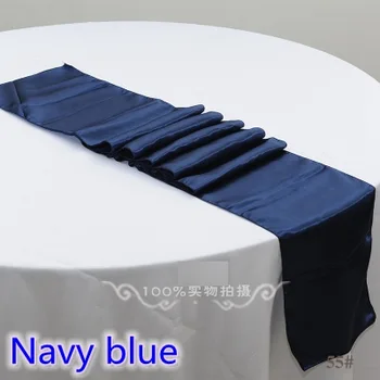 

Navy Blue Colour Table Runner Satin Shiny Colour Table Decoration Wedding Hotel Party Show Table Runner Cheap