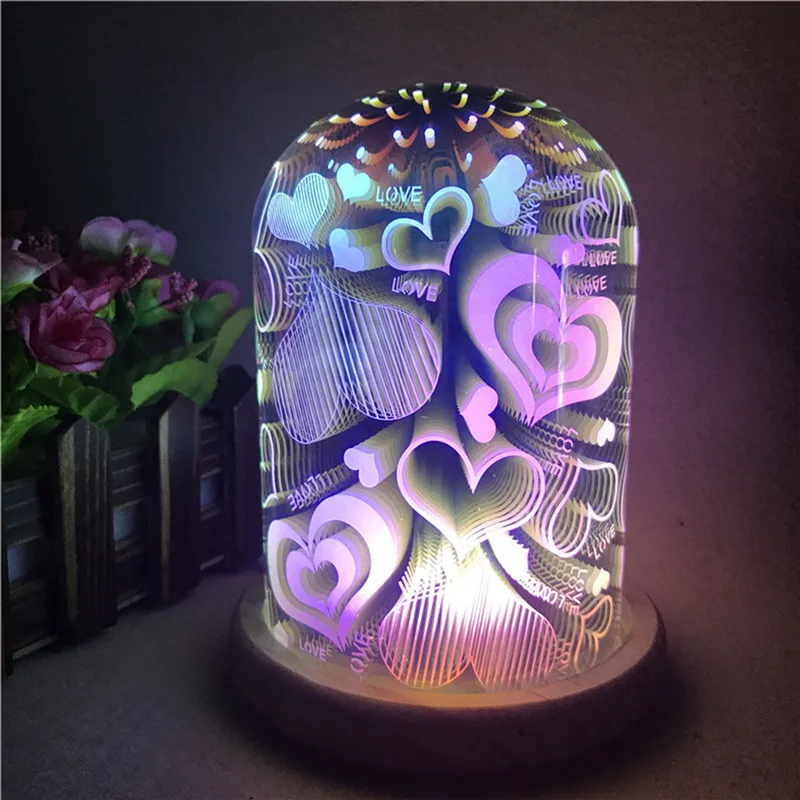 3D стеклянный светящийся ночник со звездой/метеором/любовью 3 модели настольная лампа светодиодный USB креативное атмосферное освещение в качестве подарочных игрушек
