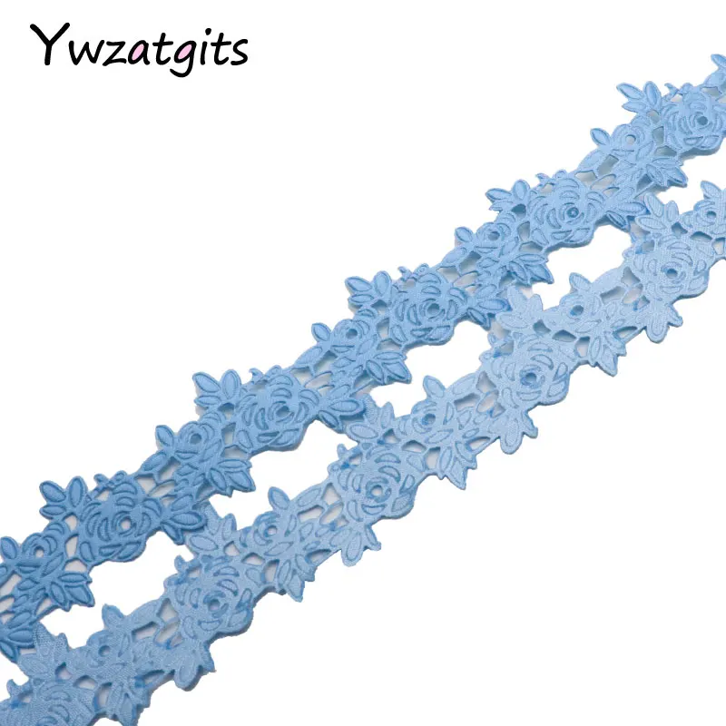 Ywzatgits 23 мм разноцветный вариант Цветочная лента Швейное Ремесло кружевная отделка украшение DIY швейное украшение 2y/lot YP0608 - Цвет: Blue
