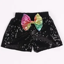Новые цвета(с блестками по бокам); черные шорты с блестками для маленьких девочек; Детские блестящие шорты для дня рождения с бантиками; летняя одежда для детей