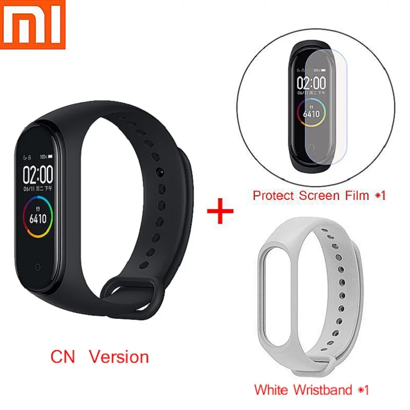 CN Film White Band Xiaomi mi-браслет 4 плавания 5 АТМ шагомер спортивный смарт-браслет 0,9" цветной AMOLED экран mi Band 3 Bluetooth 5,0 smartband - Цвет: CN Film White Band
