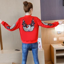 Новая короткая куртка Женский Весна и осень дикий Бейсбол костюм куртка slim Большие размеры женские модные повседневная куртка с вышивкой