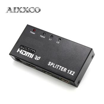 

AIXXCO NEW Rectang Black 1080P HDMI Splitter 1x2 3D Amplifier Repeater HDMI Switch Box Hub Converter For HDTV PS3 PS4